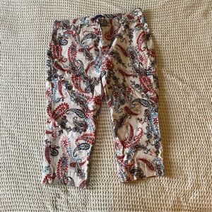 Bandolino Mandie 16W Paisley Print Red and Blue Casual Capris